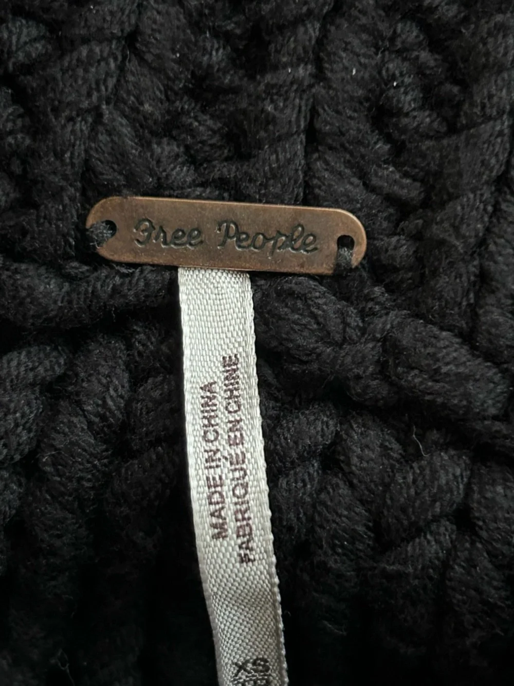 Free People My Only Sunshine Black Chunky Knit Sweater
